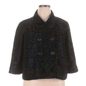 DKNY Jeans Blue Black Brocade Jacquard Damask Short Jacket Blazer Size XL